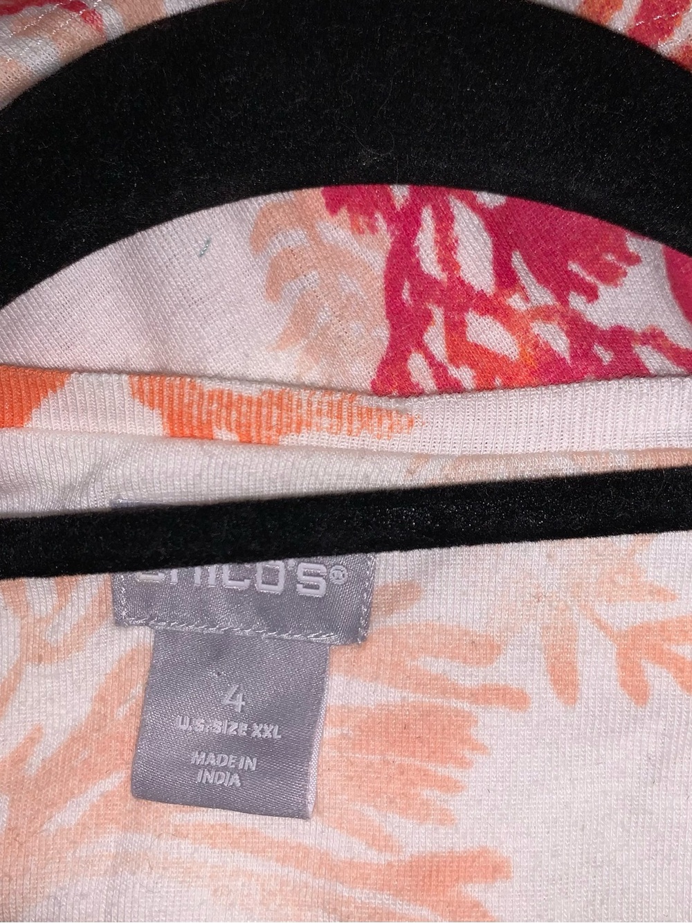 Chico's Pink and Orange Coral-Print V-Neck Tunic XXL - Picture 3 of 4